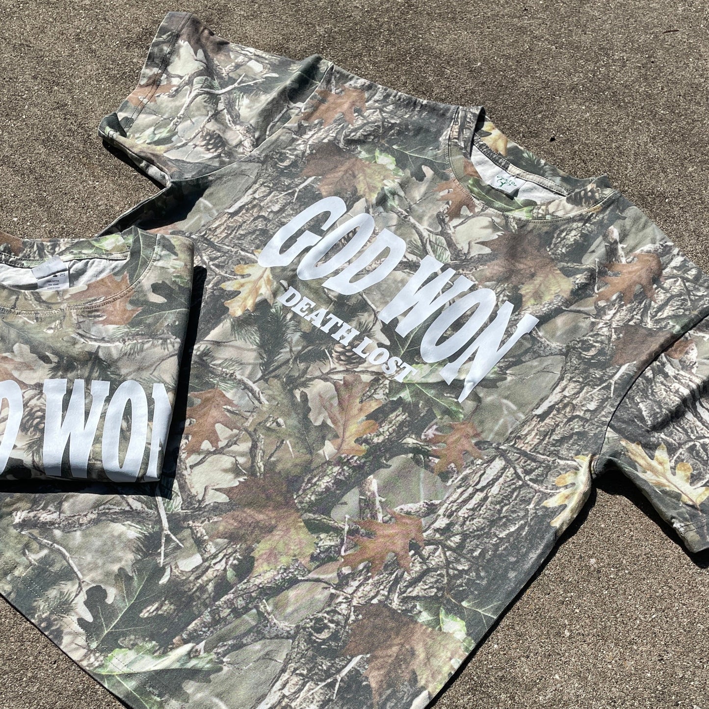 God Won Tee - Vintage Wooded Camo