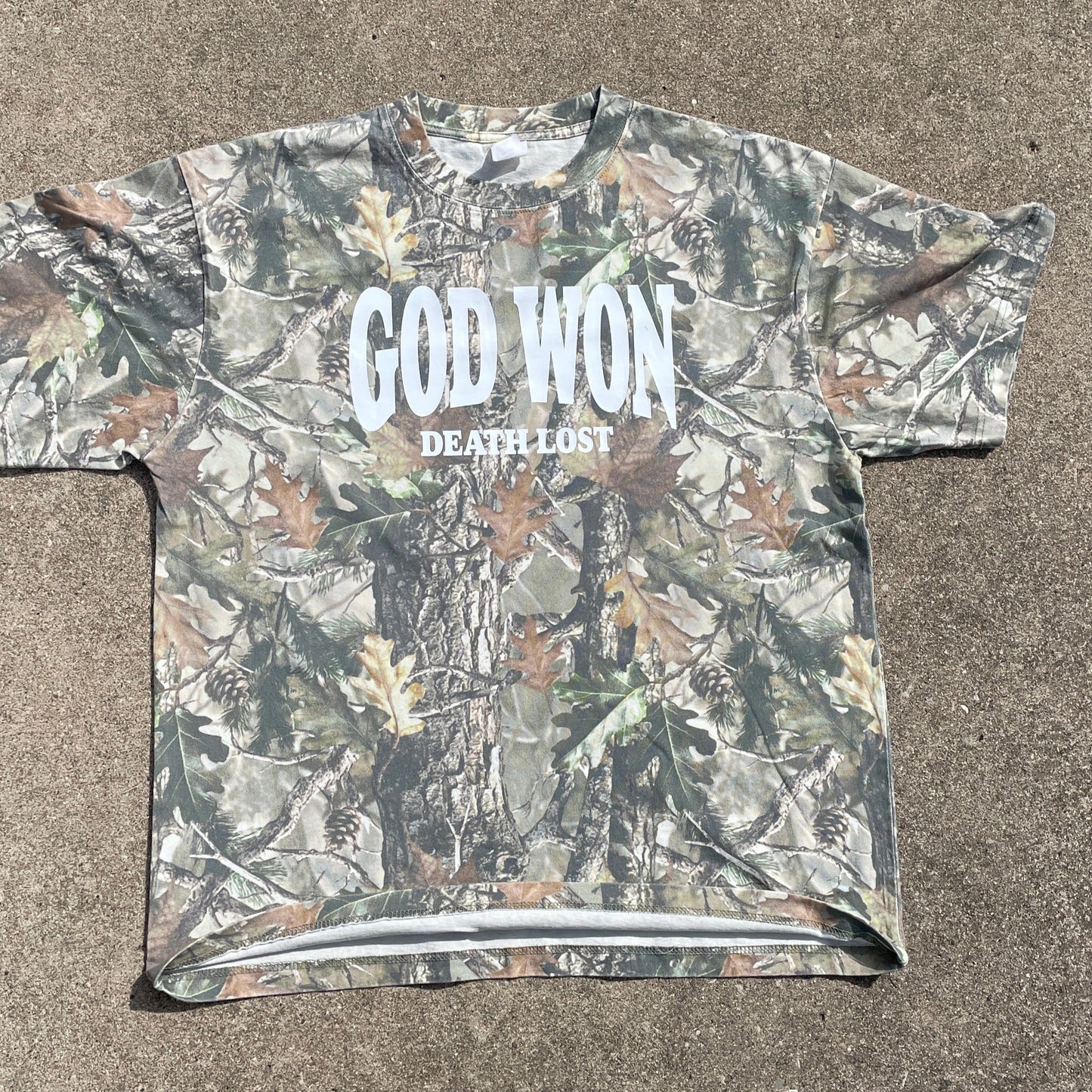 God Won Tee - Vintage Wooded Camo
