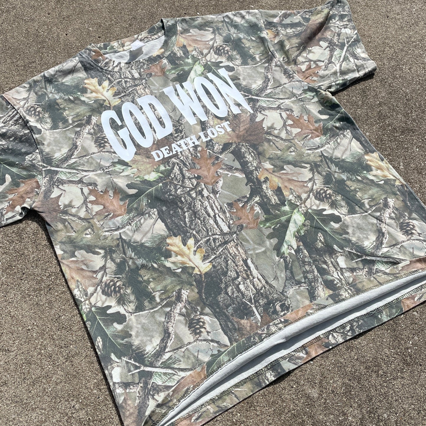 God Won Tee - Vintage Wooded Camo